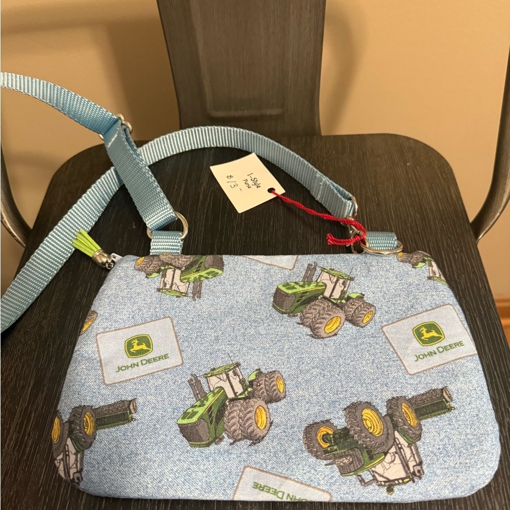 John Deere Tractor Print Crossbody Bag Blue Adjustable Strap - Picture 5 of 7